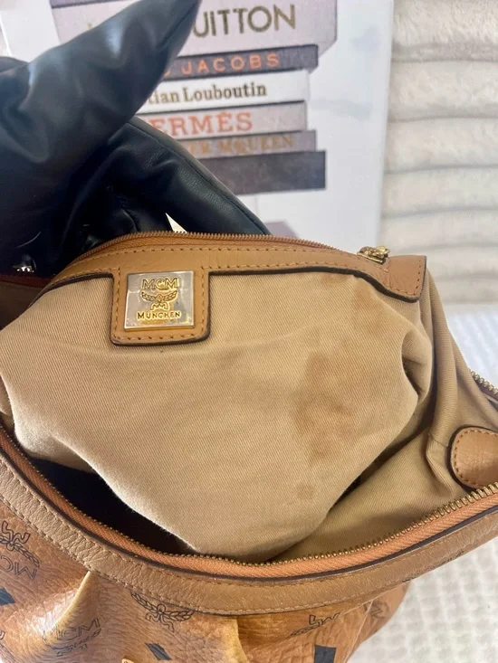 MCM Cognac Visetos Monogram Shoulder Bag - Picture 10 of 11